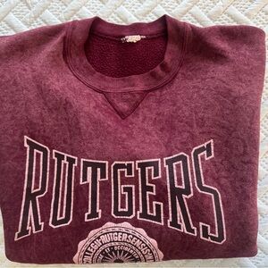 Rare Vtg 90s Rutgers University Russell Athletic Crewneck Marbled Maroon Fade XL